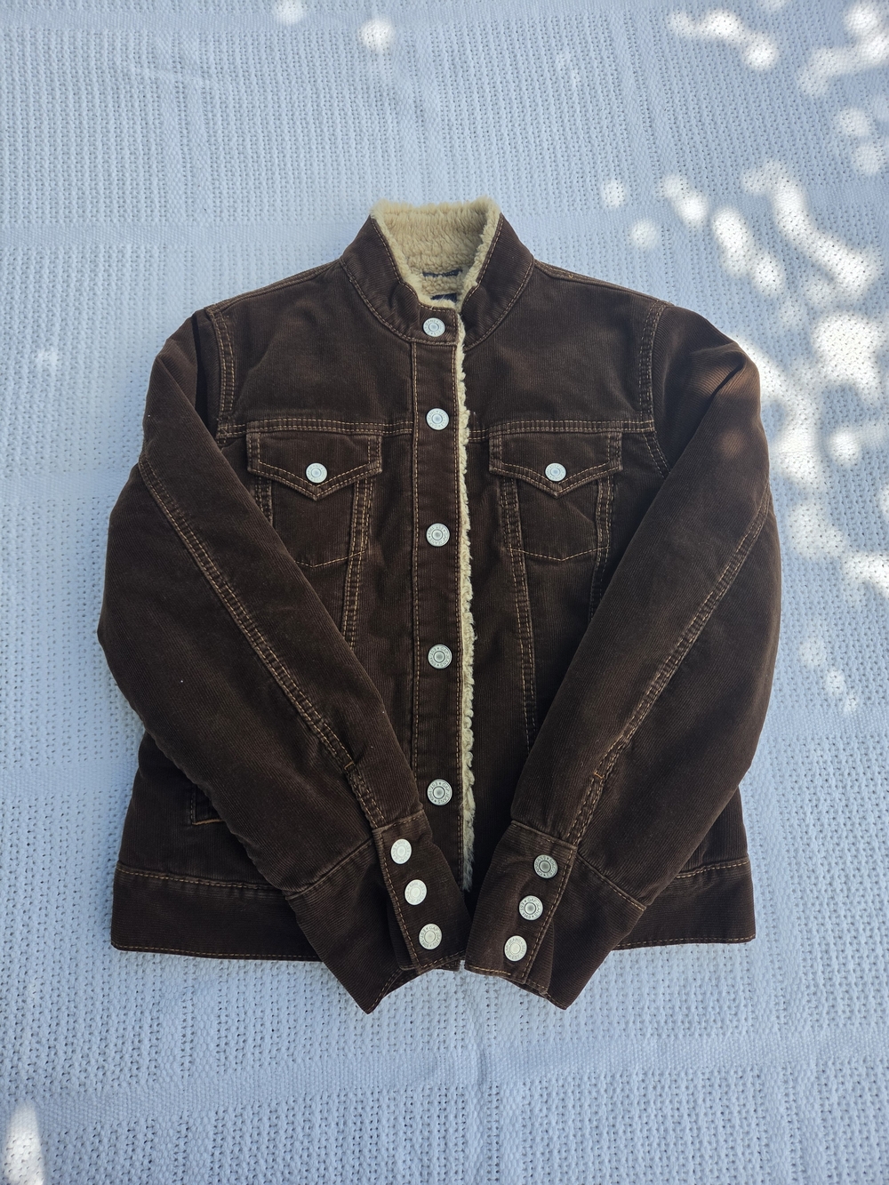 GAP Brown Corduroy Bomber Jacket with Cream Sherpa Trim